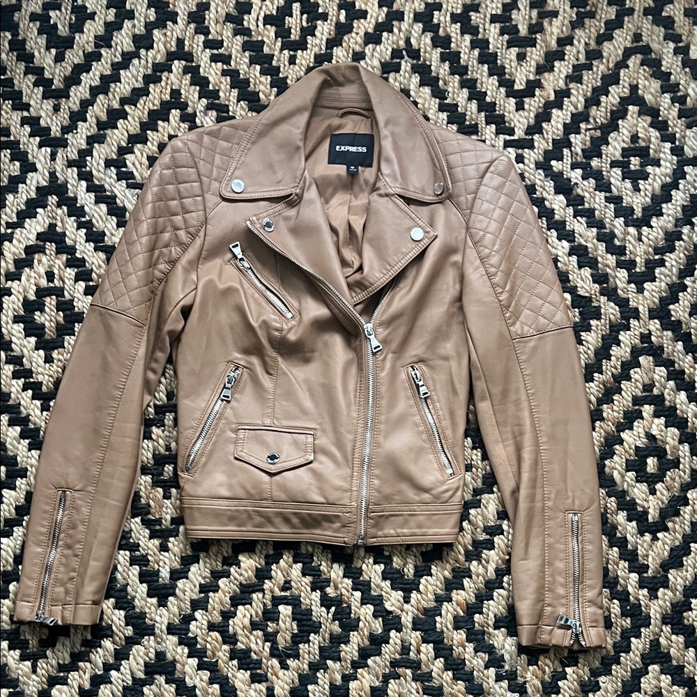 Express Light Brown Leather Jacket for Women